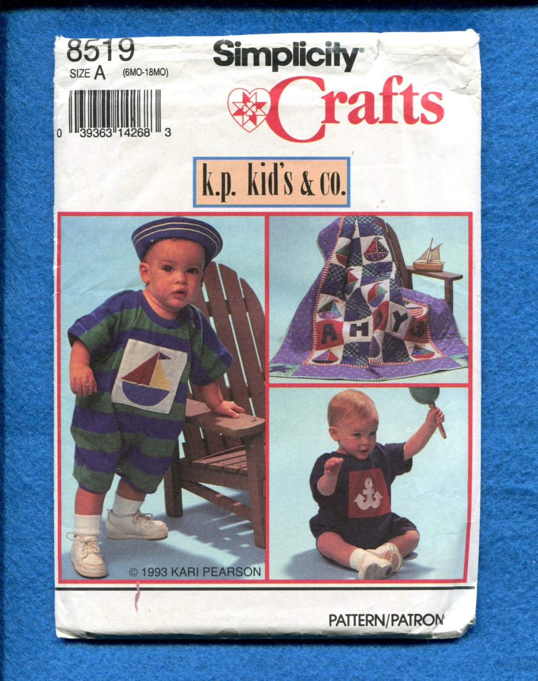 Semplicità 8519 Ahoy Baby Rompers & Quilt Pattern Size 6m.. 12 m.. 18m