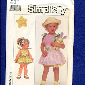 1980&#39;s Simplicity 8654 Sweetest Little Girl&#39;s Sun Suit Pattern Size 2 UNCUT