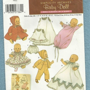 Simplicity 5215 Baby Doll Clothes Reintroduced 50&#39;s Pattern Sizes 12/14&quot;-16/18&quot;-20/22&quot; Doll  UNCUT