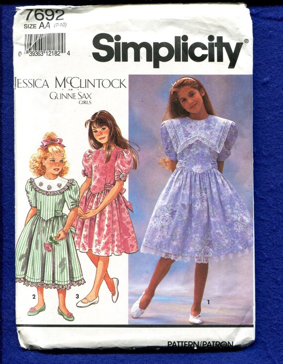 Simplicity 7692 Designer Gunne Sax Dresses Pattern Size 7..8 Simplicity 7692 Designer Gunne Sax Dresses Pattern Size 7..8