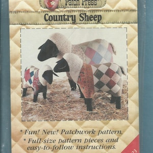 1980&#39;s Patch Press 372C Country Sheep Stuffed Barnyard Animals with Quilted Bodies  UNCUT
