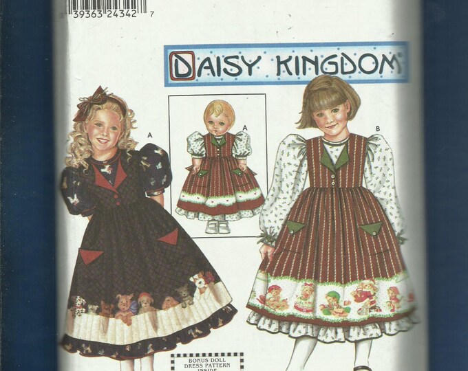 Simplicity 9434 Daisy Kingdom Dress & Pinafore for Little Girls Raised Waist and Matching Doll