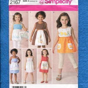 Simplicity 2167 Sweet Little Girl&#39;s Sun Dresses Pattern Size 3 to 8 UNCUT