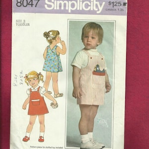 1977  Simplicity 8047 Romper Jumper & Wrap Sun Dress Size 2