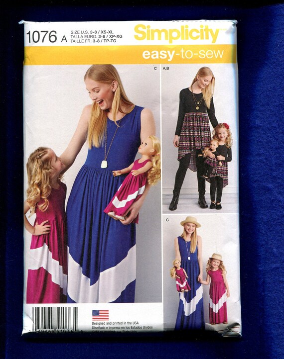 Simplicity 1076 Mother Daughter Chic Dresses Doll Dress Too Etsy