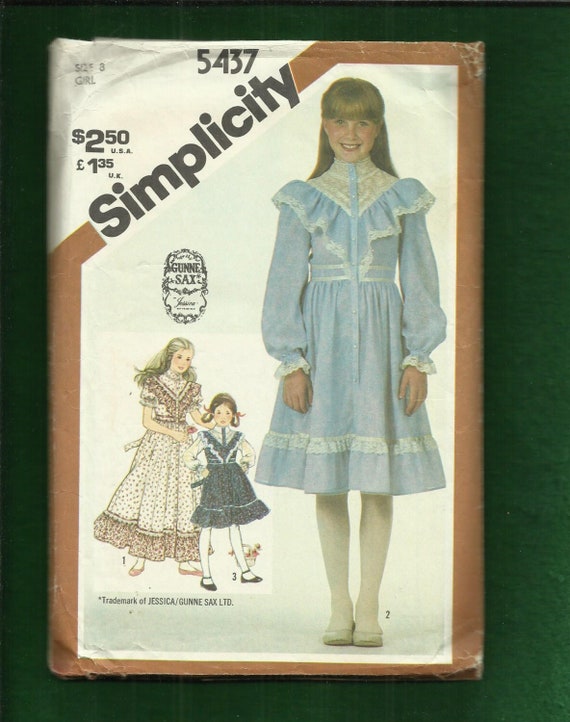 1980'S Simplicity 5437 Gunne Sax Western Ruffled Bodice