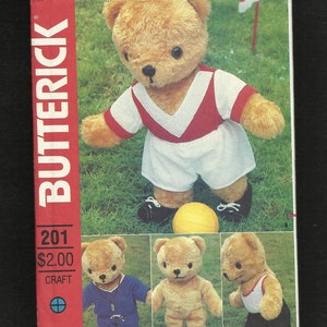 1980s Butterick 201 Athletic Teddy Bear He&#39;s a Real Super Star UNCUT