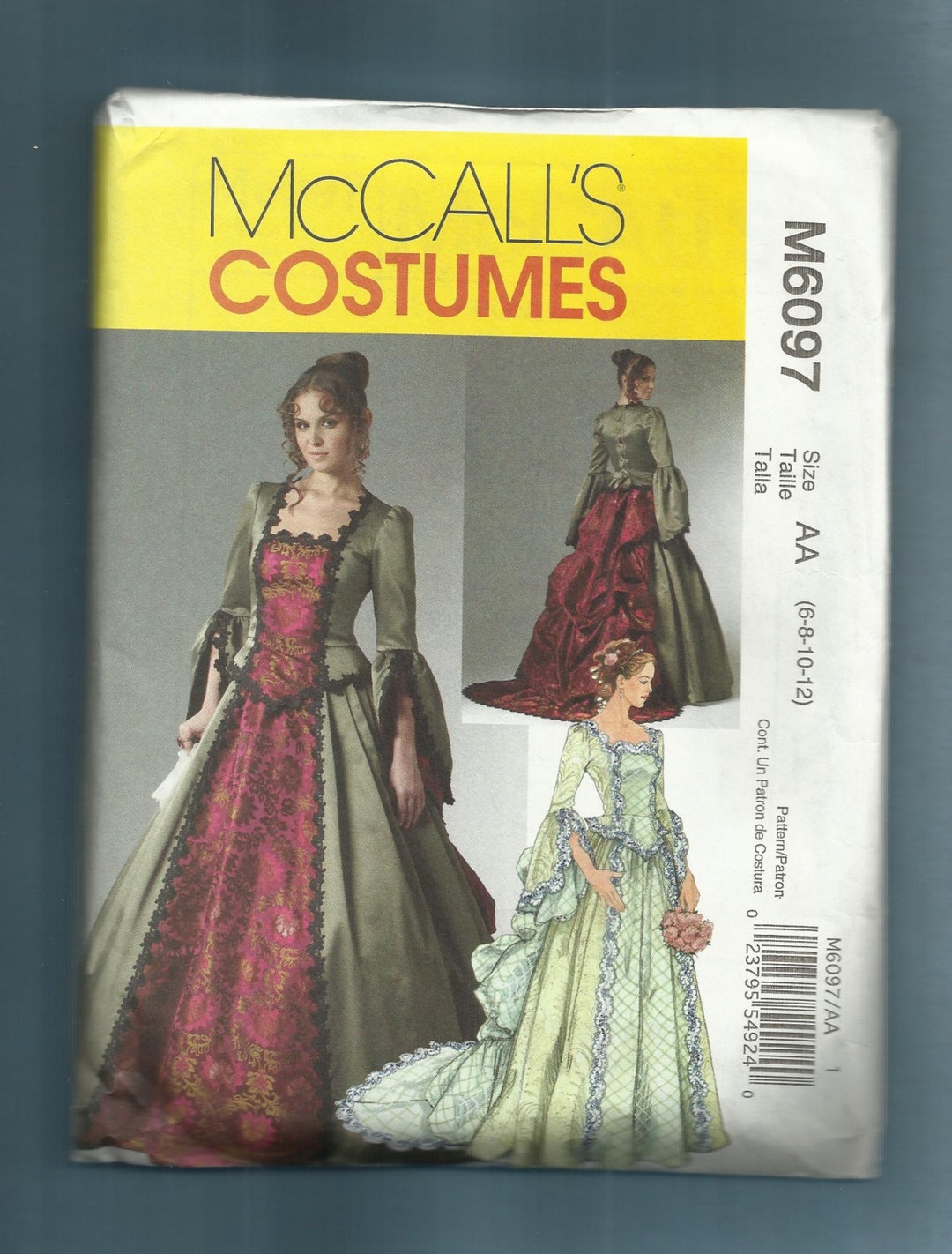 Mccalls 6097 Victorian Lady's Two Piece Gown With Square - Etsy