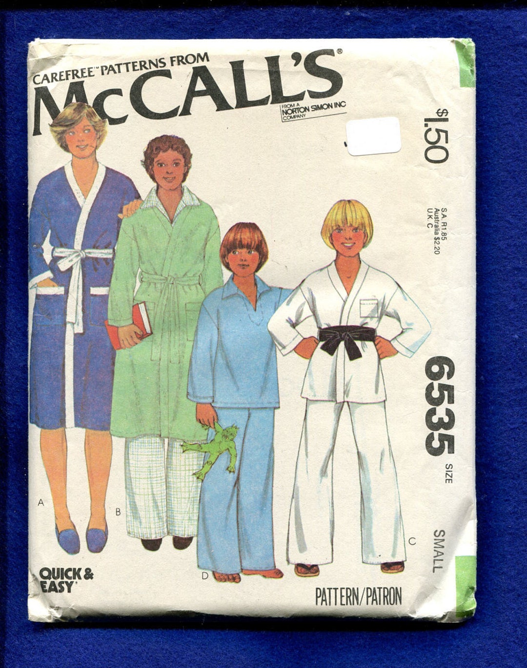 1970's Mccall's 6535 Karate Suit Pajamas & Robes for Boys or Girls Size