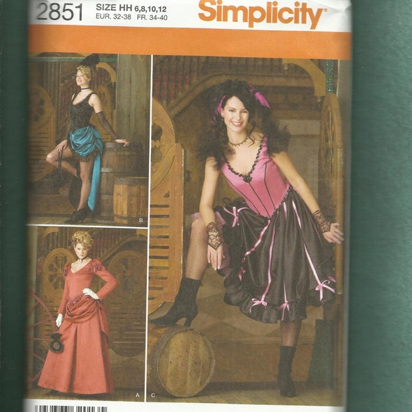 Simplicity 2851 Old West Saloon Girls Costumes to Make Maverick Want to Risk it All Sizes 6 to 12 UNCUT