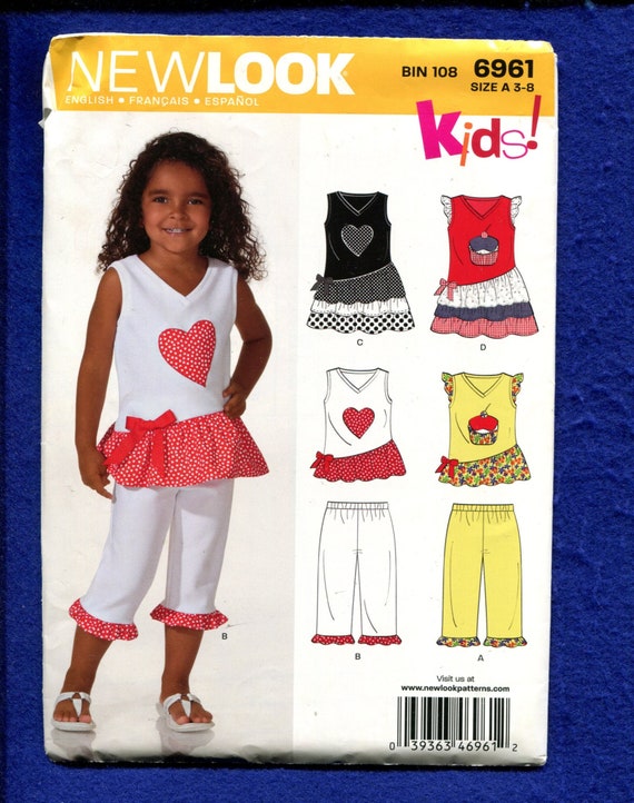 New Look 6961 Modern Little Girls Capri Pants & Summer Tops Etsy