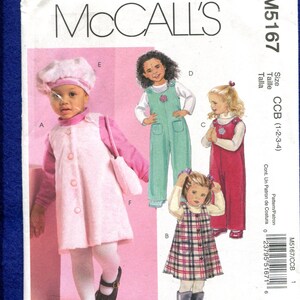 McCall&#39;s 5167 Kleinkind Mädchen Kleid & Strampler Schnittmuster Größe 1..2.3.4 ungeschnitten