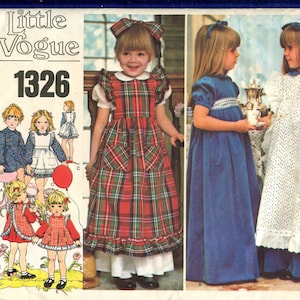1970&#39;s Vogue 1326 Sweet Little Girl&#39;s Pinafore & Dress Pattern Size 4 UNCUT