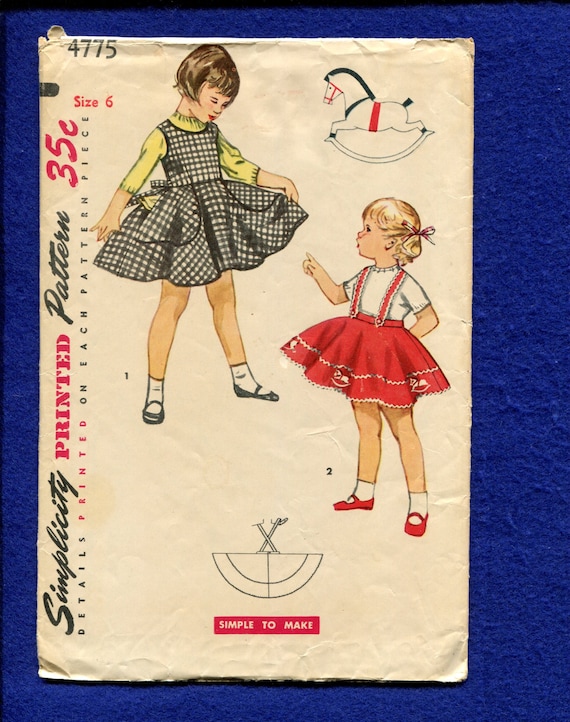 1950's Simplicity 4775 Full Circle Skirt Jumper Owth Sweet Little
