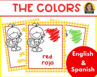 Bilingual Homeschool Classroom Color Decor Posters in English and Spanish Preschool