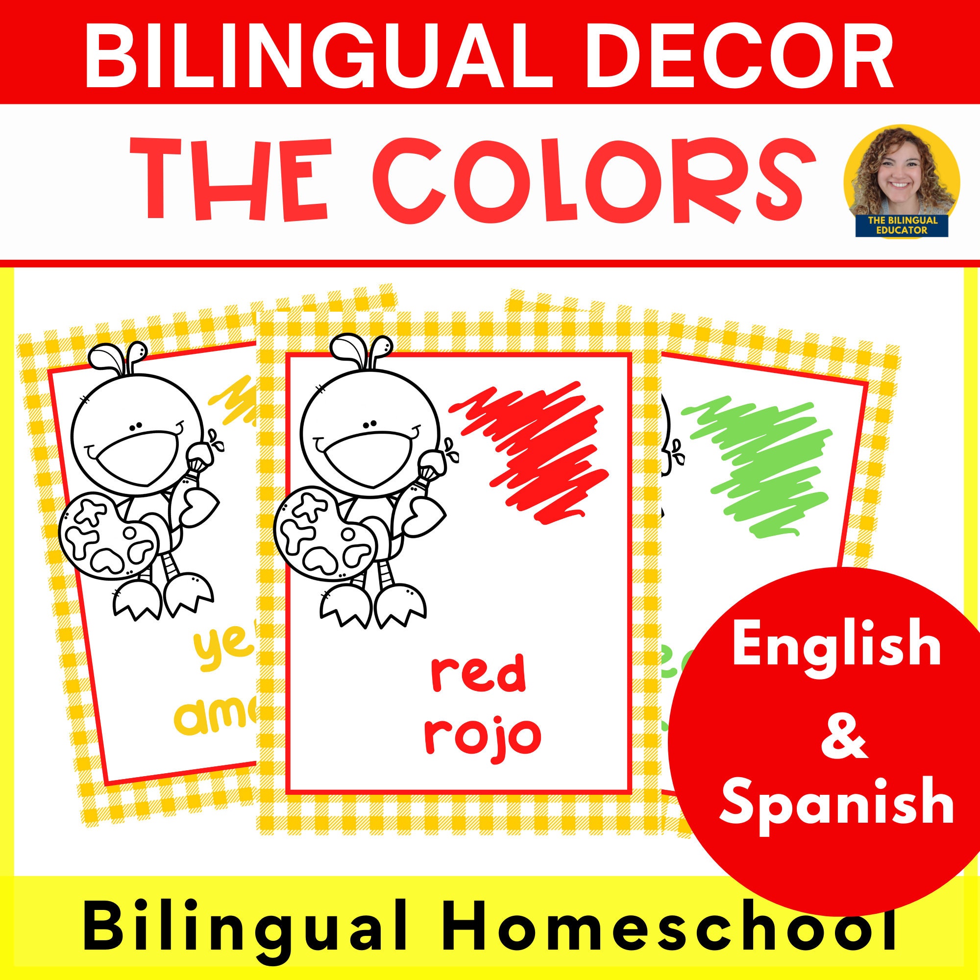 Bilingual Homeschool Classroom Color Decor Posters in English and ...