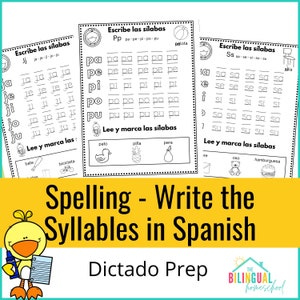 Escribe las Silabas en Español y Lee las Palabras