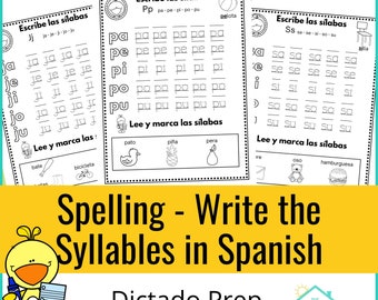 Spanish Silabas Abiertas Escribe las silabas Páginas de Práctica