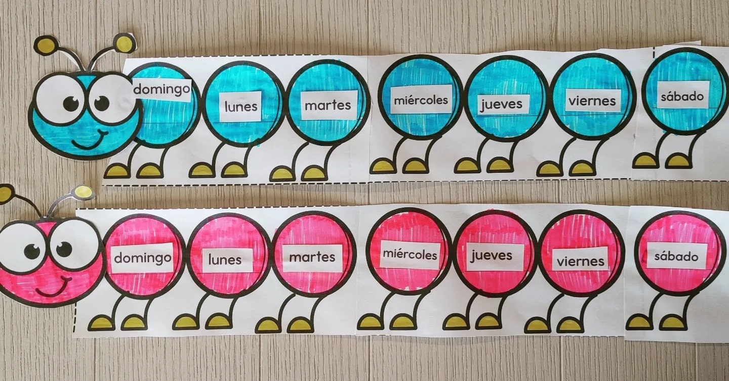 Bilingual Caterpillar Days of the Week Craft English and Spanish - Etsy