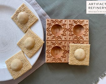 Walnut Ravioli Mold – Starburst Design, Artisan Pasta Maker, Handmade Kitchen Tool