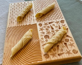 Seaside Gnocchi Board – Handmade Pasta Tool with 4 Coastal Patterns