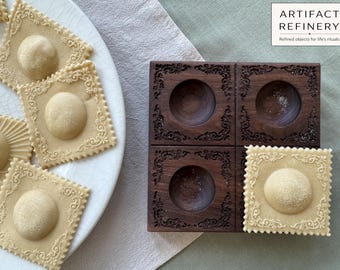 Walnut Ravioli Mold – Baroque Design, Artisan Pasta Maker Tool