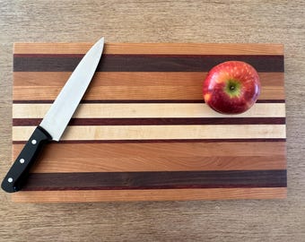Handmade Cutting Board | Edge Grain Butcherblock Charcuterie | Cherry, Walnut, Maple & Padauk | One-of-a-Kind | Made in USA | Free Shipping
