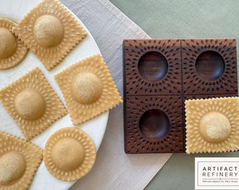 Walnut Ravioli Mold – Diamond Design | Homemade Pasta | Wooden Stamp/Press | Decorative Artisan Ravioli | Kitchen Pasta Board