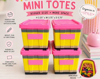 Pencil Mini Totes | Teacher Desk Storage Bins | Classroom Supplies Organizers | Office Storage Box
