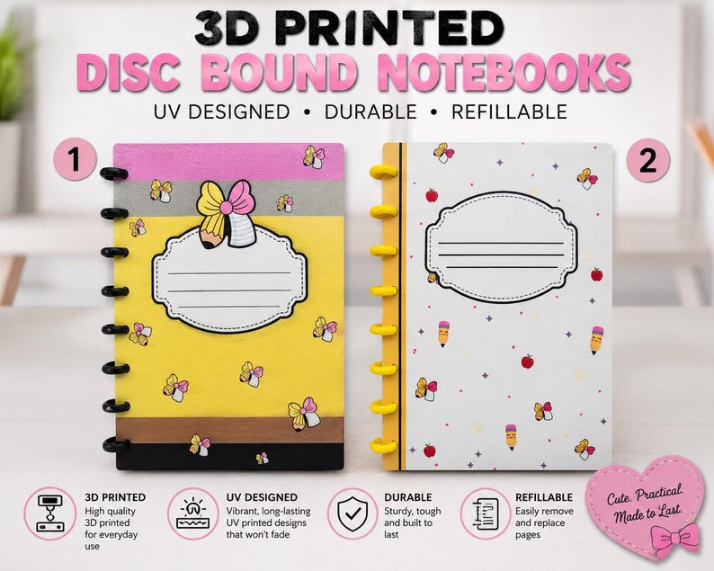 Pencil Teacher Desk Set: Pen Holder, Organizer, Name Sign, Heart Shaped Phone Stand, Fun Decor image 2