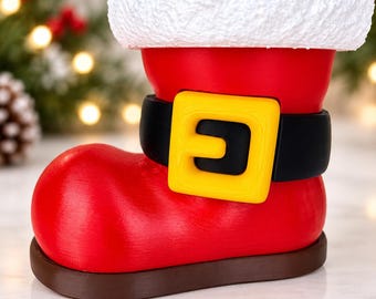 Santa Boot Candy Christmas Decor | Christmas Treat Holder | 3D Printed Holiday Gift Holder