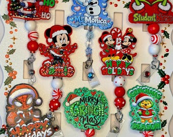 Christmas Badge Reels | Cute Holiday Retractable ID Badge Holders | Festive Nurse Badge Reels | Christmas Gifts for Nurses & Teachers