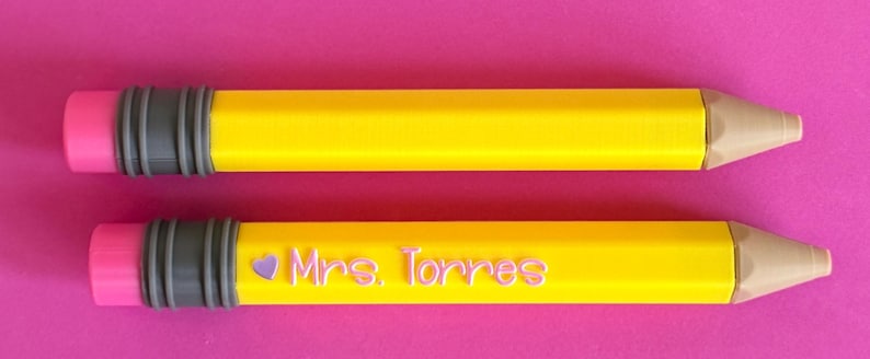 Pencil Teacher Desk Set: Pen Holder, Organizer, Name Sign, Heart Shaped Phone Stand, Fun Decor Jumbo pencil