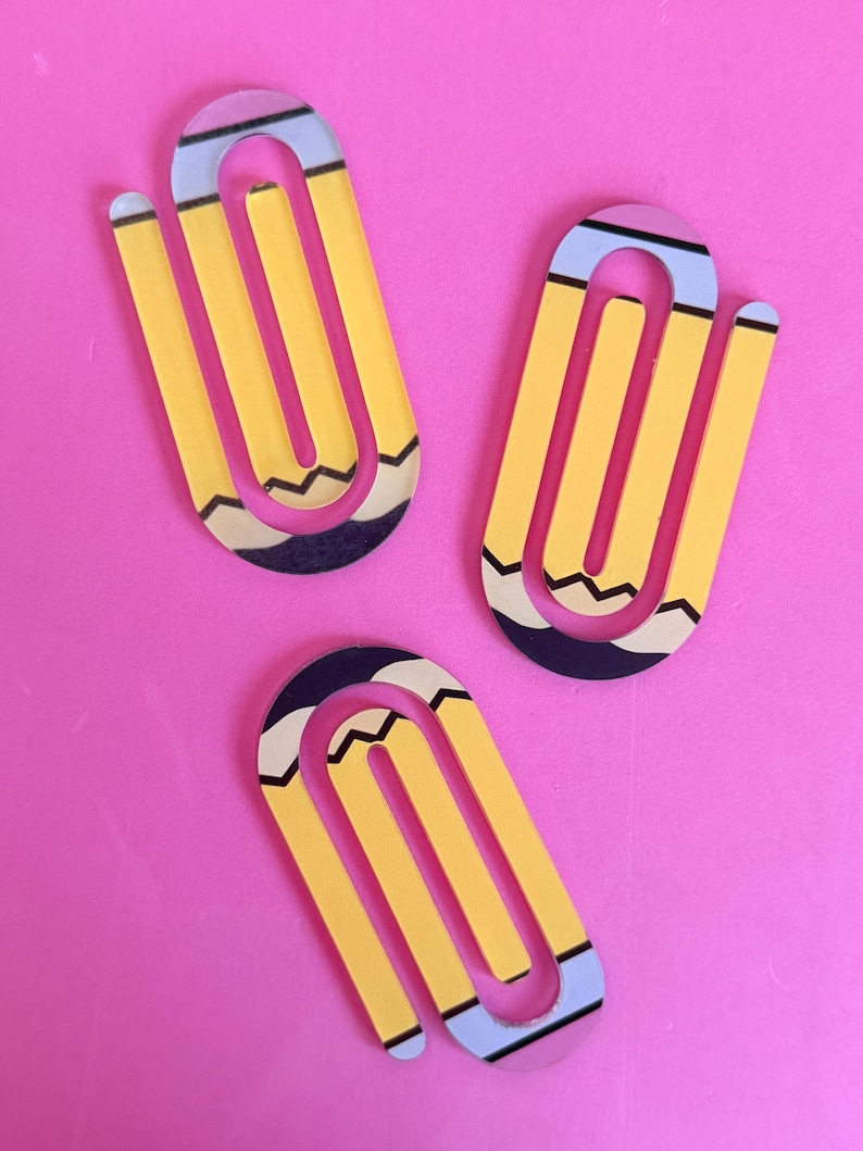 Pencil Teacher Desk Set: Pen Holder, Organizer, Name Sign, Heart Shaped Phone Stand, Fun Decor Jumbo PaperClip (1)