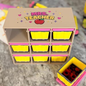 Pencil Teacher Desk Set: Pen Holder, Organizer, Name Sign, Heart Shaped Phone Stand, Fun Decor image 4