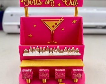 3D-utskriven minibar | Rosa guld möhippa dekoration, tjejkväll accessoar