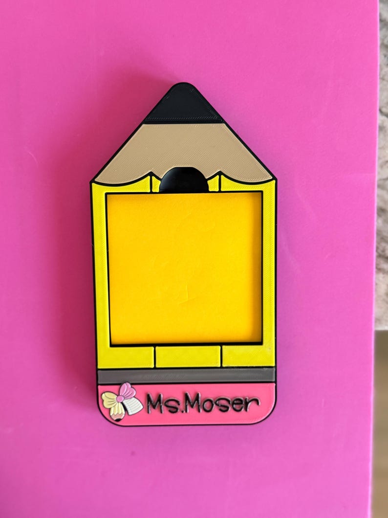 Pencil Teacher Desk Set: Pen Holder, Organizer, Name Sign, Heart Shaped Phone Stand, Fun Decor Post It Holder