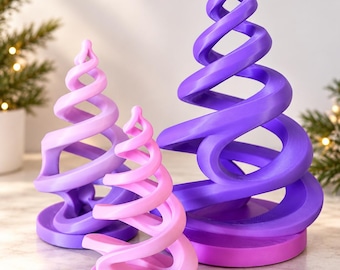 Set of 3 Spiral Christmas Trees, 3D Printed Holiday Decor, Custom Color Christmas Trees, Modern Tabletop Christmas Decorations