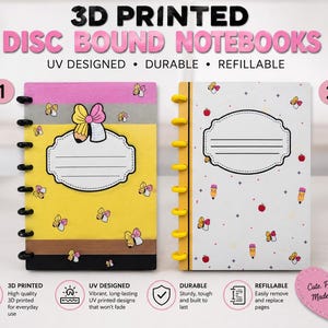 Caderno para Professores com Laço Impresso em 3D UV | Caderno A5 com Discos, Reutilizável e Recarregável | Presente para Sala de Aula