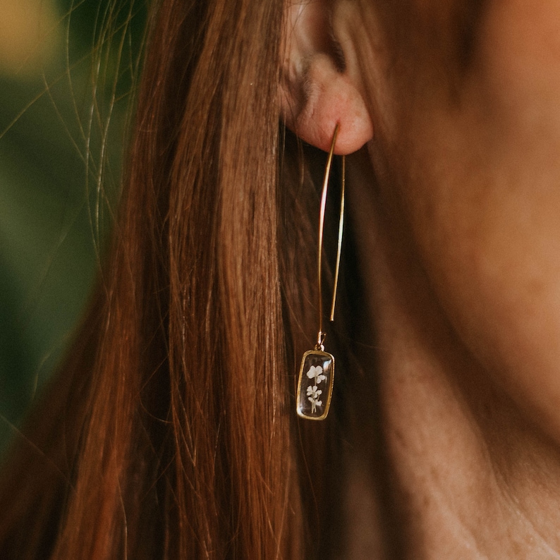 Modern threader earrings Fern earrings botanical jewelry Etsy