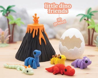3D Printed Dinosaur Toy Set Montessori Imaginative Play Pretend Play Toy for Kids with Baby Dinosaur Figures Dinosaur Gift Volcano Toy Kids
