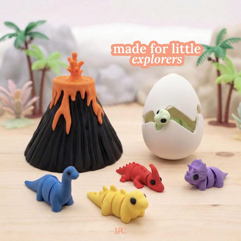 3D Printed Dinosaur Toy Set Montessori Imaginative Play