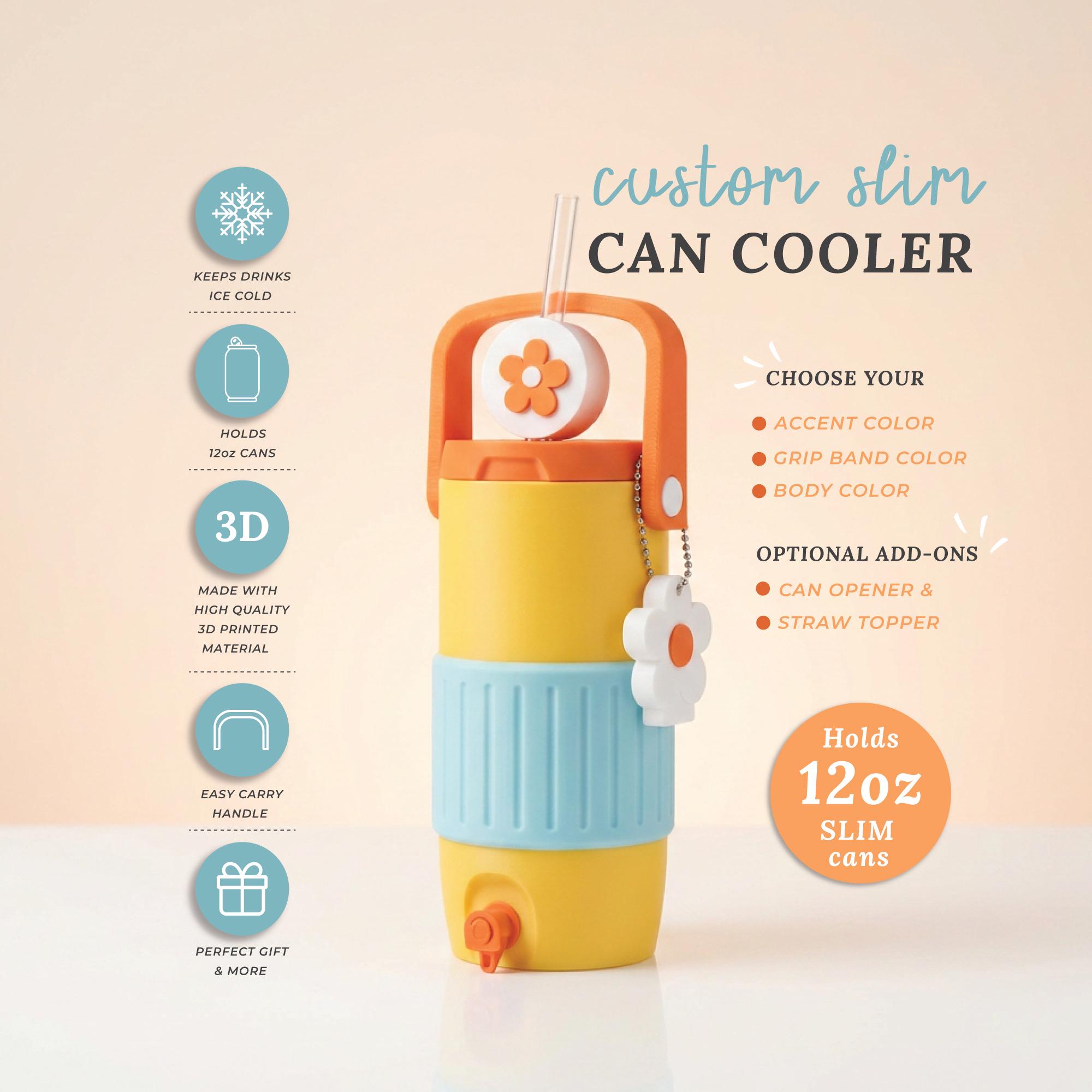 Custom Slim Can Cooler Can Holder 3D Printed Mini Cooler Fits Slim 12oz ...