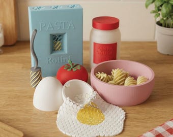 3D Printed Pasta Playset Pretend Food Toy Sensory Play Kitchen Food Play 3D Printed Pretend Cooking Toy 3D  Rotini Pasta Fine Motor Skills