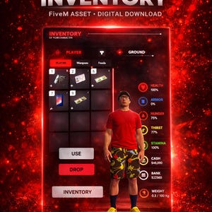 Advanced Inventory System for RP Server | Drag & Drop UI | Crafting and Storage | Digital Download