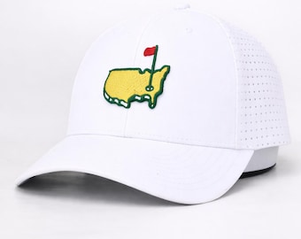 Gorra de golf del Masters Tournament, color blanco, estilo Augusta, con agujeros perforados (PREVENTA)