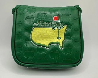 Funda para putter Masters Mallet, color verde magnético, estilo Augusta, compatible con TaylorMade Square.