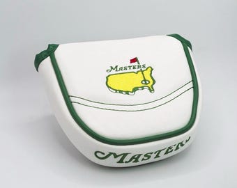 Funda para putter tipo mazo Masters blanca, estilo Augusta, magnética, para cabeza de palo de golf, nueva.