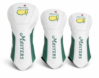 Juego de fundas blancas para palos de golf Masters: driver, madera de calle e híbrido, estilo Augusta.