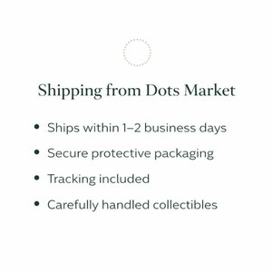 May include: White background with the text "Shipping from Dots Market." Bullet points below state "Ships within 1-2 business days," "Secure protective packaging," "Tracking included," and "Carefully handled collectibles."